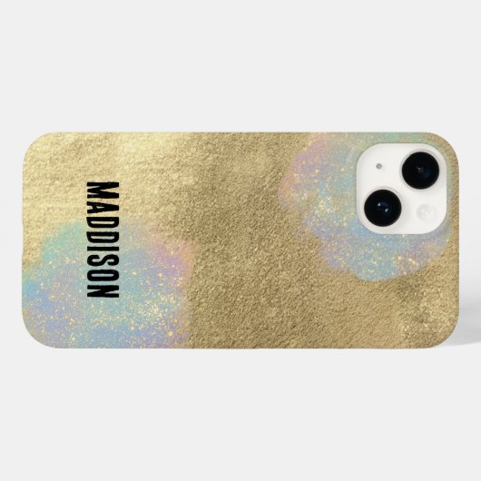 Coques Case-Mate iPhone Texture Parties scintillant Gold et iridescente (Verso (horizontal))
