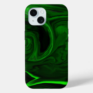 Coque Pour iPhone 15 texture pierre de malachite verte