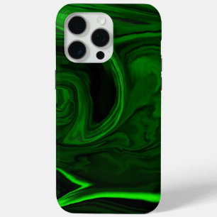 Coque iPhone 15 Pro Max texture pierre de malachite verte