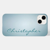 Coques Case-Mate iPhone Texture radiale bleu clair personnalisée (Verso (horizontal))