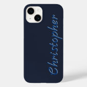 Coques Case-Mate iPhone Texture radiale bleu foncé personnalisée 15 (Verso)