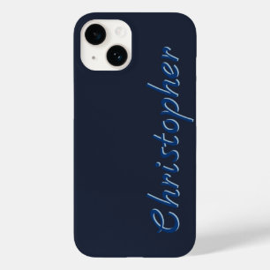 Coque Pour iPhone 14 Texture radiale bleu foncé personnalisée 15