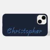 Coques Case-Mate iPhone Texture radiale bleu foncé personnalisée 15 (Verso (horizontal))