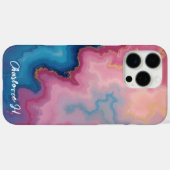 Coques Case-Mate iPhone Texture rose et d'Agate Bleu (Verso (horizontal))