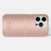Coques Case-Mate iPhone Texture rose-or métallique, monogramme personnalis (Verso (horizontal))