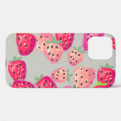 Coques Case-Mate iPhone Texture tirée à la main de fraise mûre (Verso (horizontal))