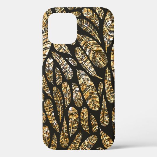 Coques Case-Mate iPhone Texture transparente motif de plumes dorées (Verso)