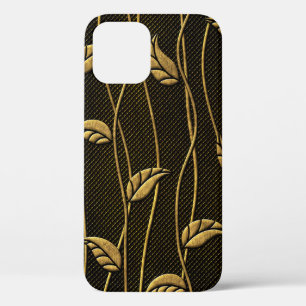 Case-Mate iPhone Case Texture transparente or et noir avec relief feuill