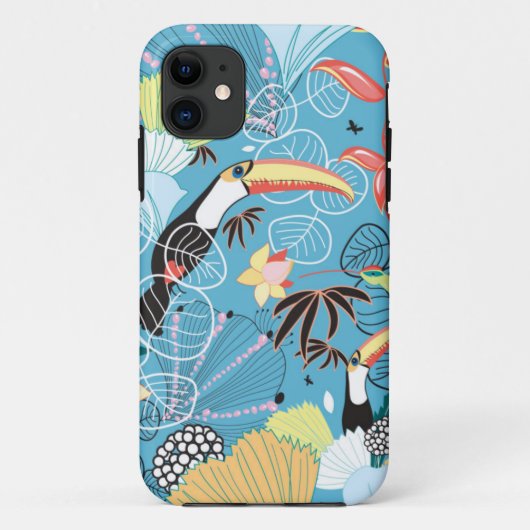 Coques Case-Mate iPhone Texture tropicale avec Toucans et Hummingbirds (Dos)