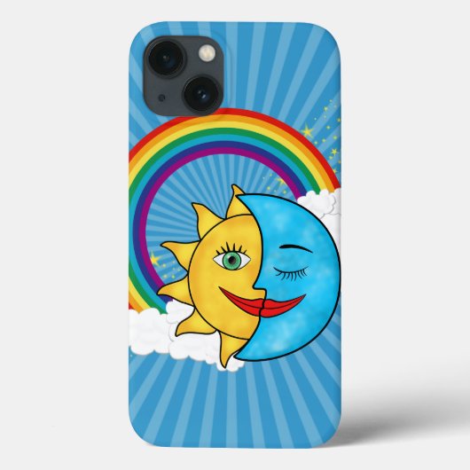 Coques Case-Mate iPhone Thème céleste Soleil Lune Arc-en-ciel (Verso)