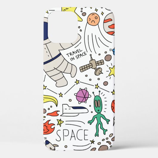 Coques Case-Mate iPhone Thème Espace dans l'illustration style doodé (Verso)