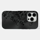 Coques Case-Mate iPhone Thème monochromatique métal noir et noir (Verso (horizontal))