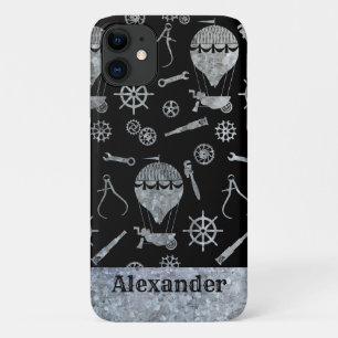 Case-Mate iPhone Case Thème montgolfière zinc argent Steampunk nom perso
