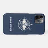 Coques Case-Mate iPhone Thème Nautique Nom de Bateau Bleu Marine (Dos (Horizontal))