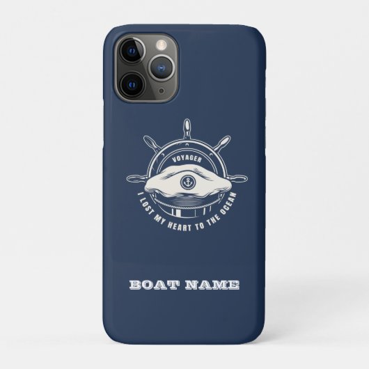 Coques Case-Mate iPhone Thème Nautique Nom de Bateau Bleu Marine (Dos)