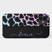 Coques Case-Mate iPhone Thème noir et union Cow Spots nom personnalisé (Dos (Horizontal))
