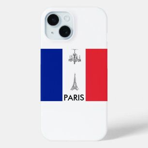 Coque Pour iPhone 15 Thème Paris Tour Eiffel Drapeau Français