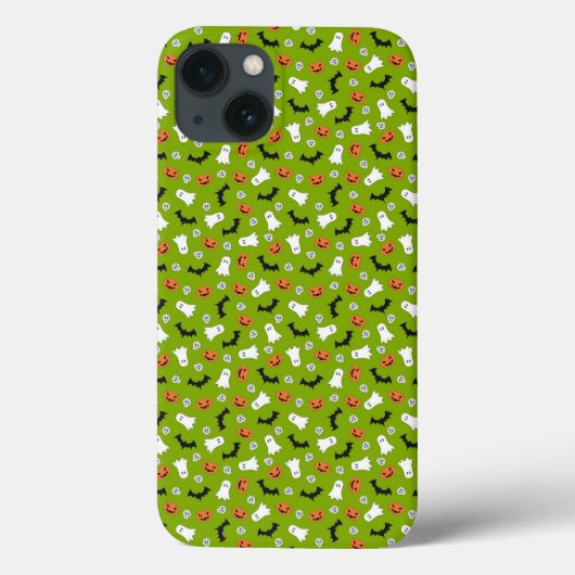 Coques Case-Mate iPhone Thème vert citrouille et chauves-souris (Verso)