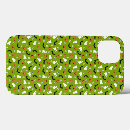 Coques Case-Mate iPhone Thème vert citrouille et chauves-souris (Verso (horizontal))