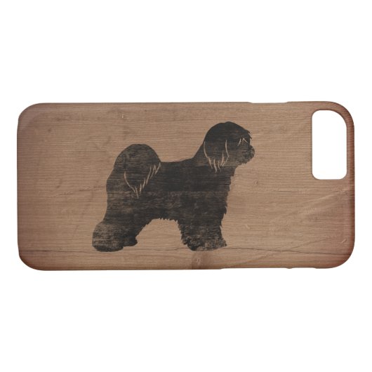 Coques Case-Mate iPhone Tibétain Terrier Silhouette Rustique (Dos (Horizontal))