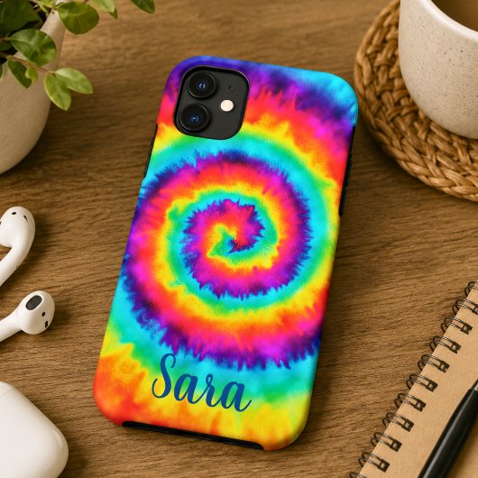 Coques Case-Mate iPhone Tie Dye Arc-en-Ciel Rétro