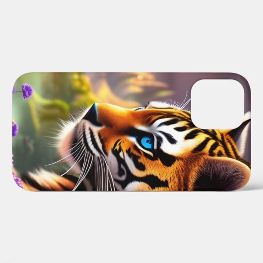 Coques Case-Mate iPhone Tiger Cub, Fleurs Violettes (Verso (horizontal))