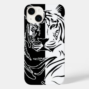 Coque Pour iPhone 14 Tiger noir blanc