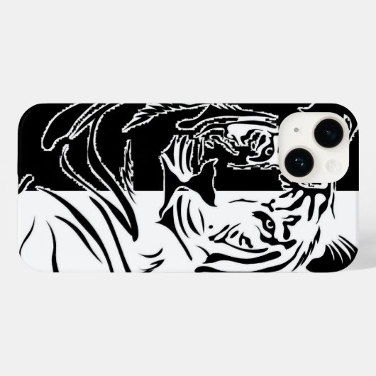 Coques Case-Mate iPhone Tiger noir blanc (Verso (horizontal))
