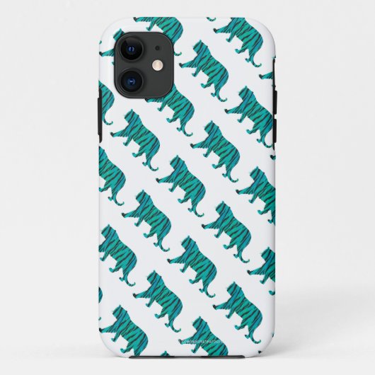 Coques Case-Mate iPhone Tiger noir et Turquoise (Dos)