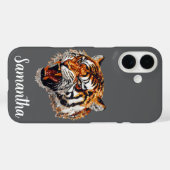 Coques Case-Mate iPhone Tiger Snarling Faux Sequin Look personnalisé (Verso (horizontal))