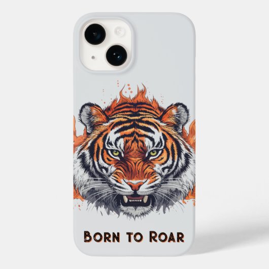 Coques Case-Mate iPhone Tigre à flammes - Texte personnalisable (Verso)