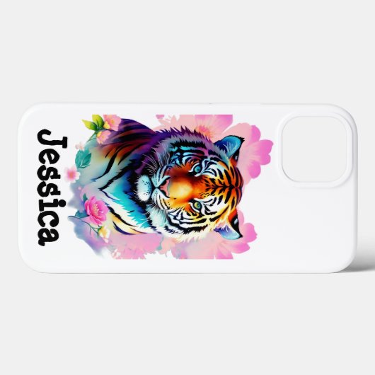 Coques Case-Mate iPhone Tigre à fleurs (Verso (horizontal))