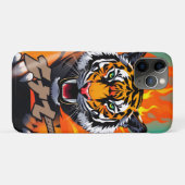 Coques Case-Mate iPhone Tigre animé en flammes (Dos (Horizontal))