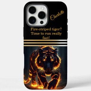 Coques iPhone 16 Pro Max Tigre avec rayonnement de feu