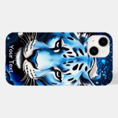 Coques Case-Mate iPhone Tigre blanc avec étincelles bleues (Verso (horizontal))