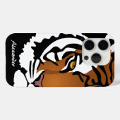 Coques Case-Mate iPhone Tigre, chat sauvage sur noir (Verso (horizontal))