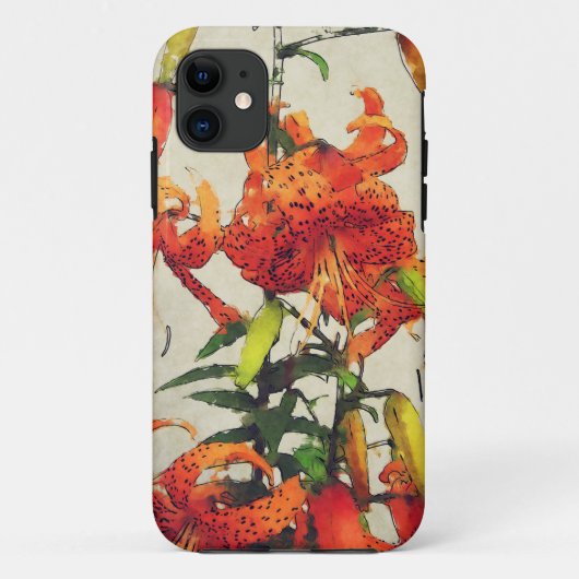 Coques Case-Mate iPhone Tigre d'Aquarelle orange Lily 1 (Dos)