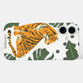 Coques Case-Mate iPhone Tigre moderne et Jungle Feuille Art personnalisé (Verso (horizontal))