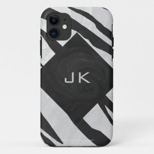 Coques Pour iPhone Tigre Monogramme noir et blanc