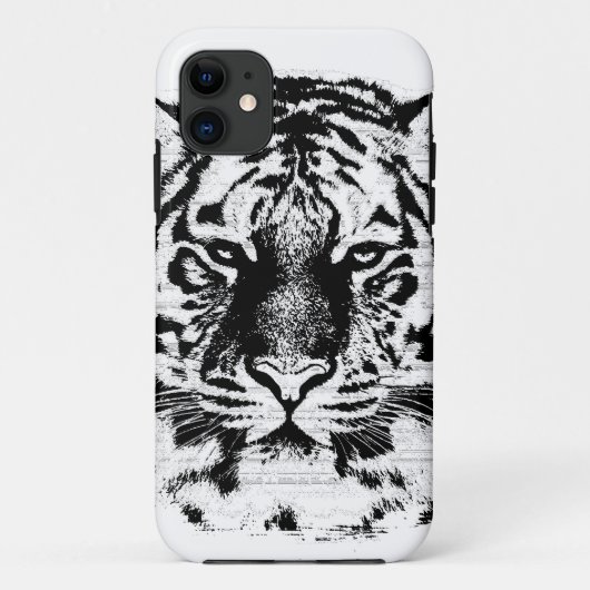 Coques Case-Mate iPhone Tigre noir et blanc visage gros (Dos)