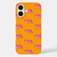 Tigre rose chaud sur Motif orange gras