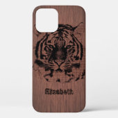 Coques Case-Mate iPhone Tigre sur bois Brown foncé (Verso)