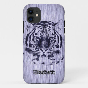 Etui iPhone Case-Mate Tigre sur le grain de bois gris