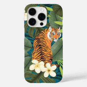 Coques iPhone 16 Pro Tigre tropical Hawaiian Palm Jungle Turquoise