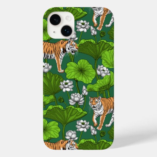 Coques Case-Mate iPhone Tigres dans l'étang blanc de lotus (Verso)