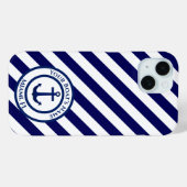 Coques Case-Mate iPhone Timbre Ancre et bandes diagonales personnalisés (Verso (horizontal))