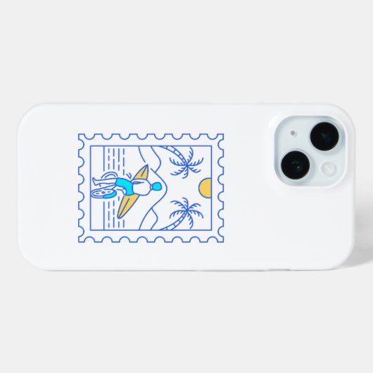 Coques Case-Mate iPhone Timbre postal de surf d'été 1 (Verso (horizontal))