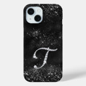 Coques Case-Mate iPhone Timbre stylé Crystal rhinestone lettre T noir (Verso)