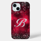Coques Case-Mate iPhone Timbre stylisé Crystal rhinestone lettre B rouge n (Verso)