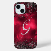Coques Case-Mate iPhone Timbre stylisé Crystal rhinestone lettre G rouge n (Verso)